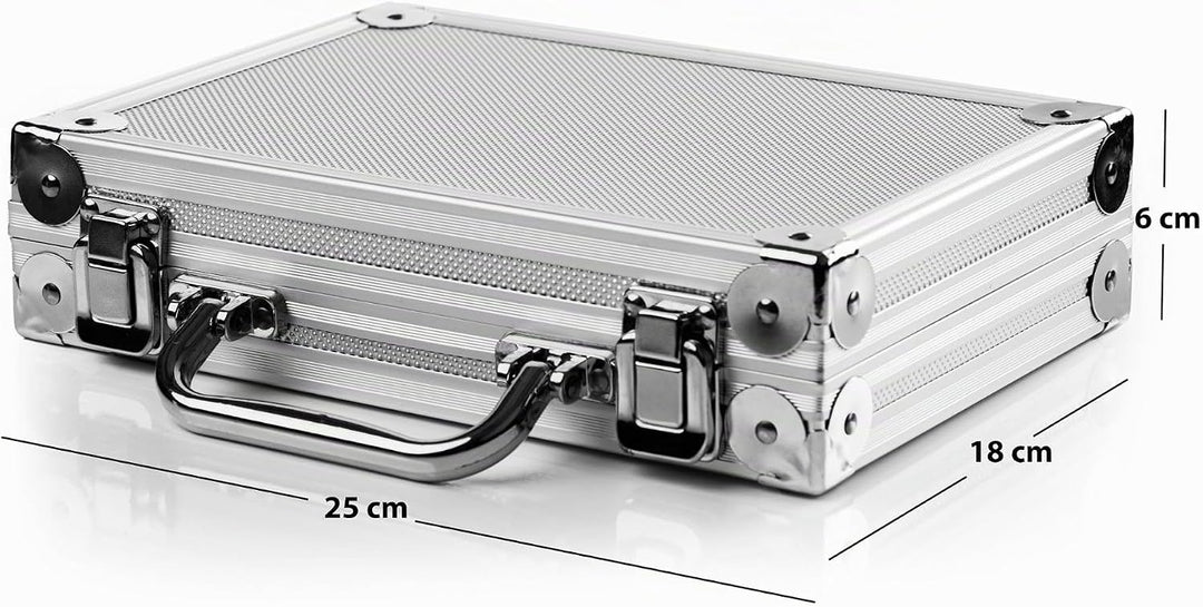 Karella Dartkoffer Alu PAK, grosses Profi Dartcase für 4 Satz Darts, Fächer für Zubehör, robust mit