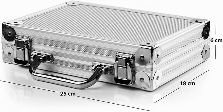 Karella Dartkoffer Alu PAK, grosses Profi Dartcase für 4 Satz Darts, Fächer für Zubehör, robust mit