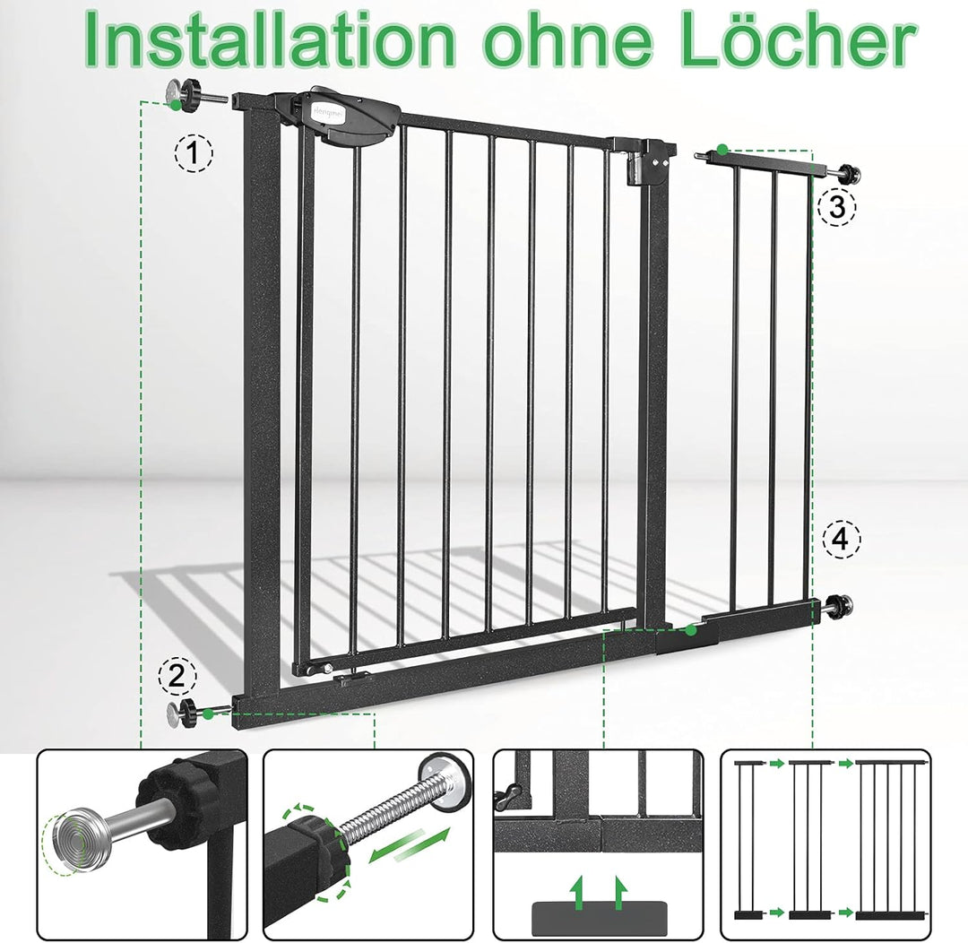 UISEBRT Türschutzgitter Ohne Bohren Treppenschutzgitter für Kinder 95-105cm breit, Auto-Close Baby S