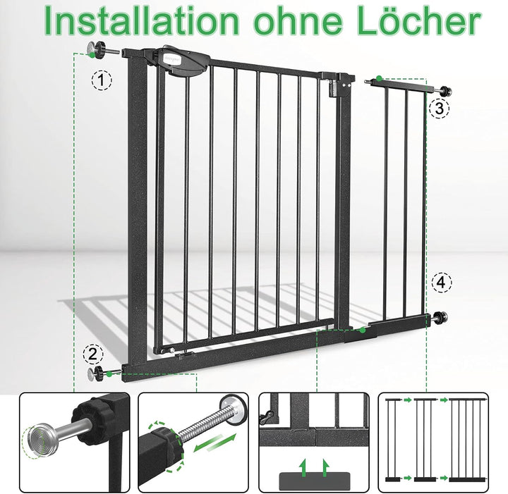 UISEBRT Türschutzgitter Ohne Bohren Treppenschutzgitter für Kinder 95-105cm breit, Auto-Close Baby S