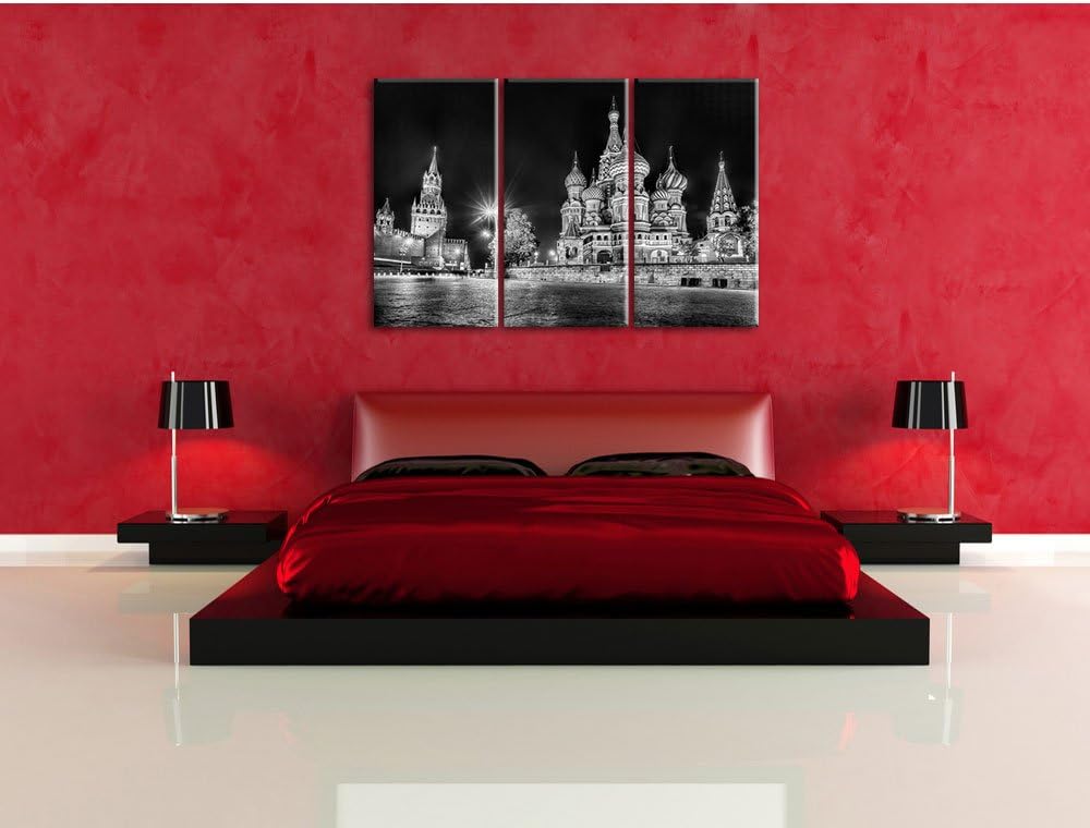 Pixxprint Basilius Kathedrale in Moskau als Leinwandbild/Grösse: 3 Teilig (120x80) cm/Wandbild/Kunst