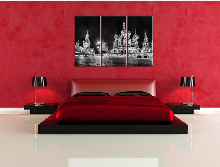 Pixxprint Basilius Kathedrale in Moskau als Leinwandbild/Grösse: 3 Teilig (120x80) cm/Wandbild/Kunst