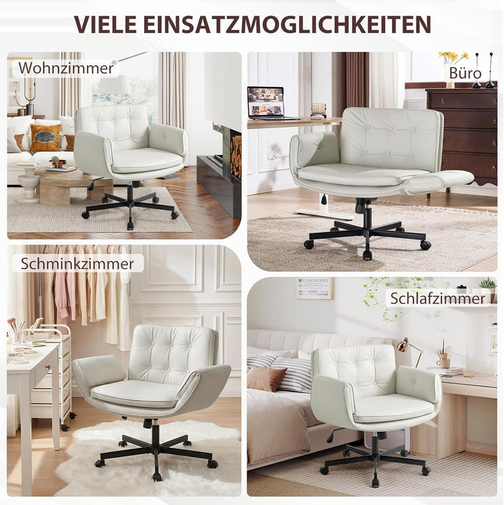 Bürostuhl Ergonomisch mit 5-Stufig Verstellbare Armlehnen, Schreibtischstuhl mit Breitem Sitzkissen,