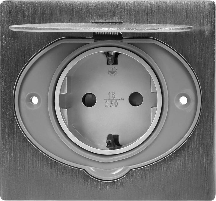 ORNO AE-1397(GS) Steckdose Hermetisch Unterputz Edelstahl, Schuko IP44, Single, Single
