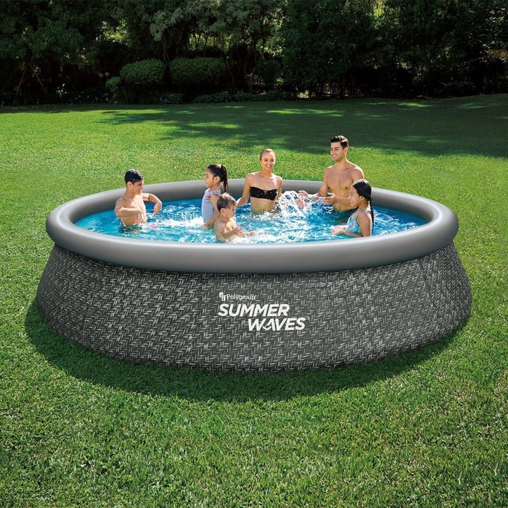 Summer Waves Pool Set Dark Herringbone 3,96m x 84cm 7147 Liter Quick Up Pool