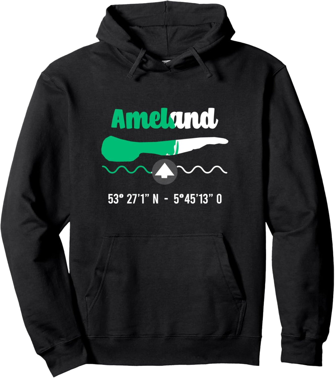 Ameland Landkarte Koordinaten Niederland Pullover Hoodie