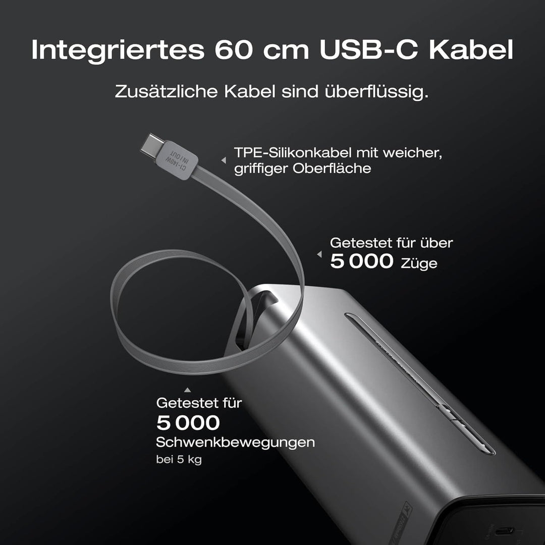 EcoFlow Powerbank 27650mAh 300W Max. Ausgang mit 140W Kabel, 140W Laptop Power Bank 4 USB C Tragbare