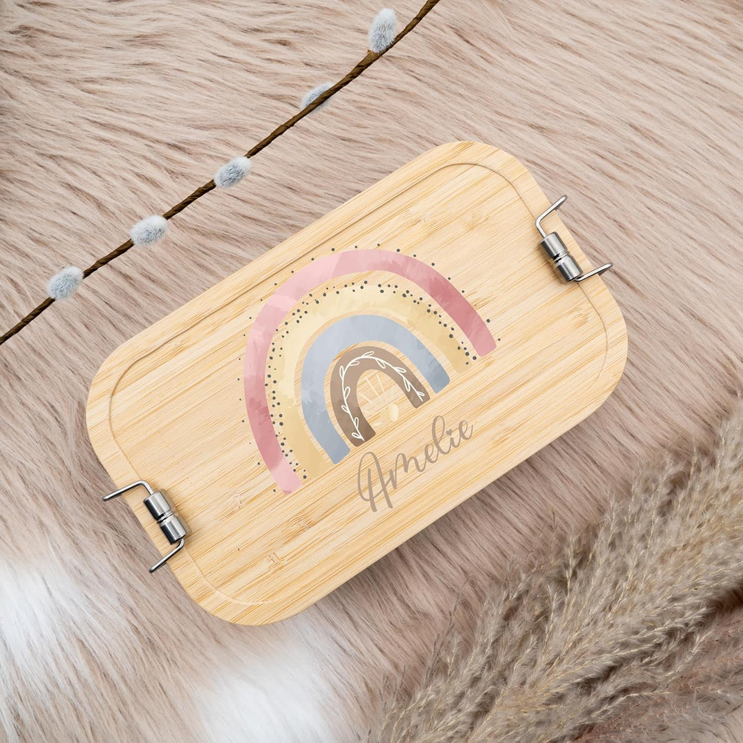 Kidsmood - Personalisierte Brotdose Kinder mit Fächern – Edelstahl Snackbox mit Fächern für Schule &