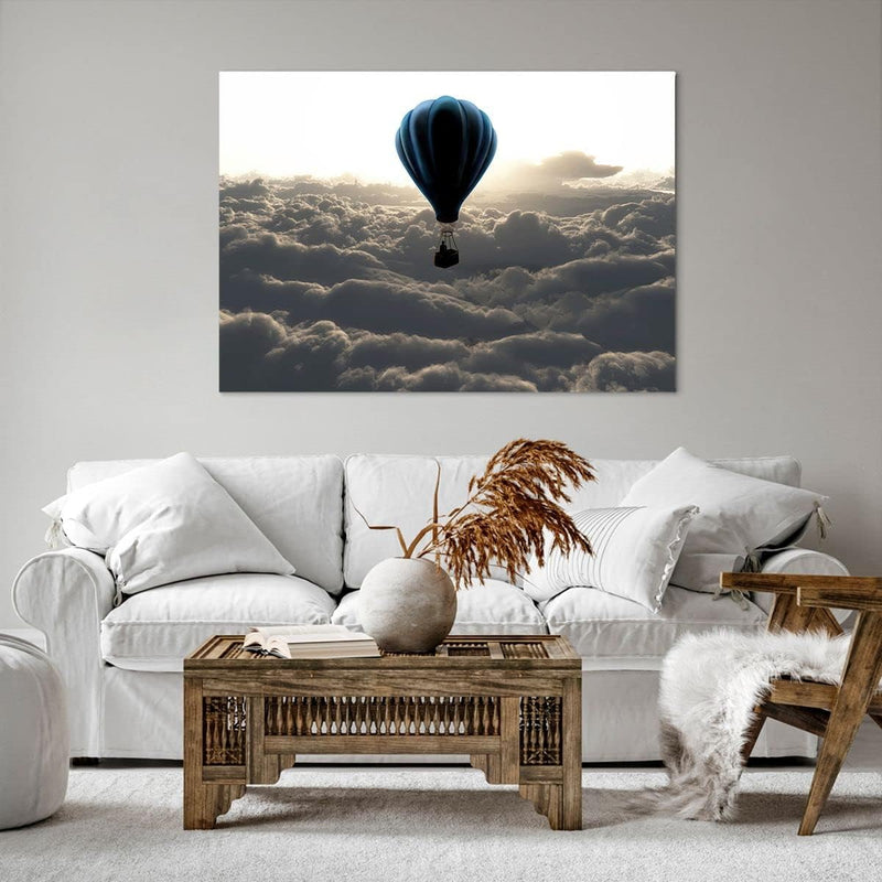 Bilder auf Leinwand 100x70cm Leinwandbild mit Rahmen Wolke Ballon Himmel Gross Wanddeko Bild Schlafz