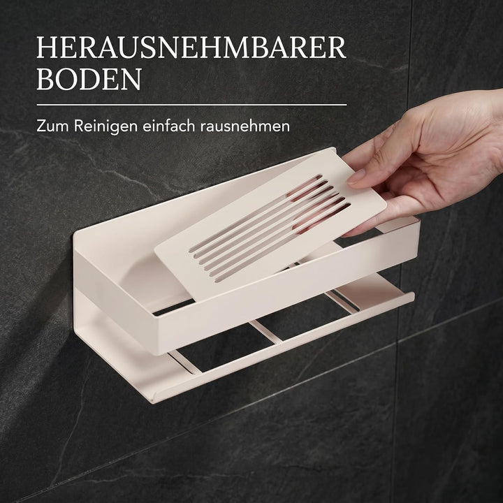 DEKAZIA® Duschablage ohne Bohren weiss beige | Duschablage weiss ohne Bohren Duschablage ohne bohren