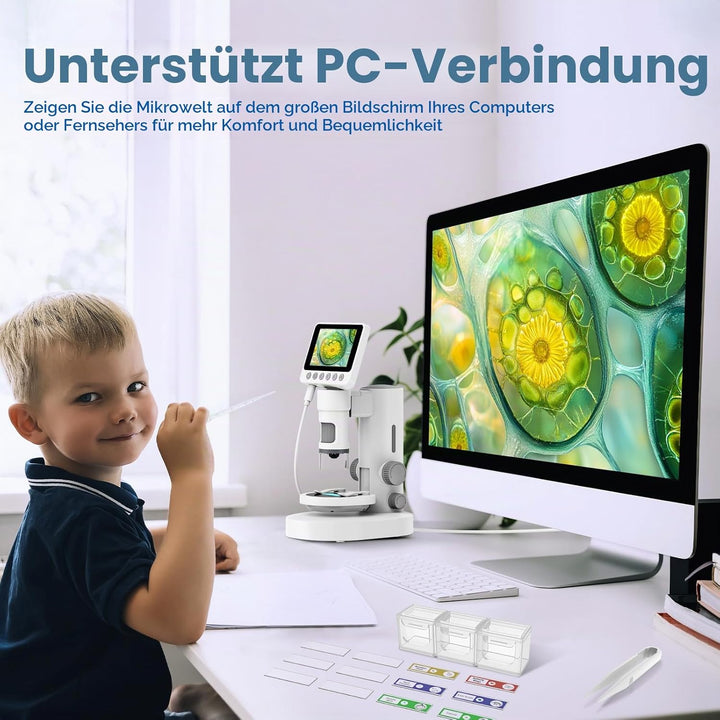 USCAMEL 1000X Digital Mikroskop für Kinder: 4K 3.5" Bildschirm Wiederaufladbar USB Mikroskope Scienc