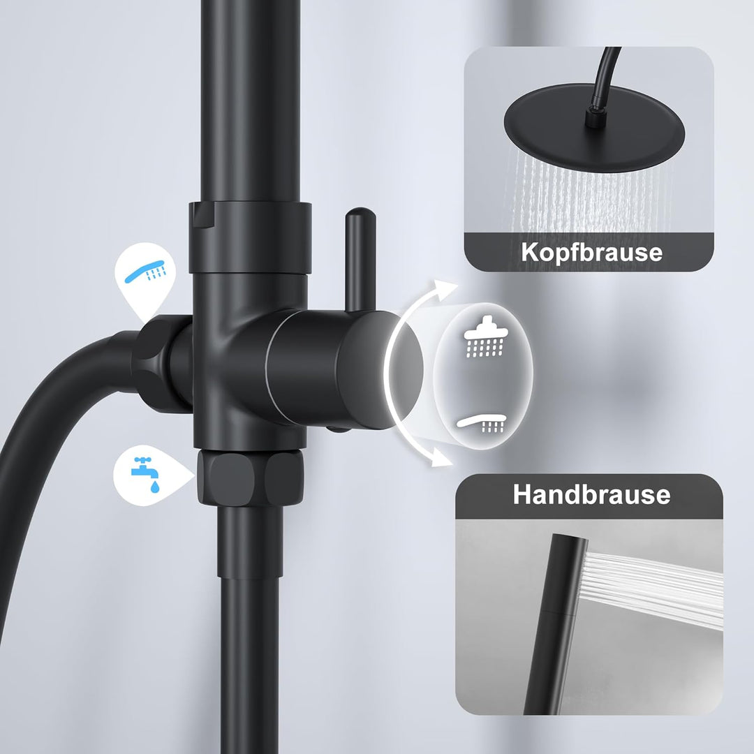 Görbach Regendusche Duschsystem ohne Armatur, Edelstahl Duschset mit 92cm Duschstange, XL Überkopfbr