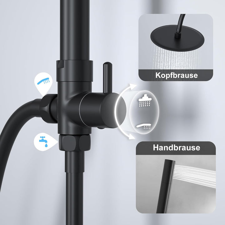 Görbach Regendusche Duschsystem ohne Armatur, Edelstahl Duschset mit 92cm Duschstange, XL Überkopfbr