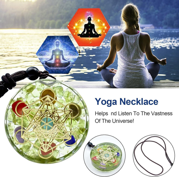 DYFUHO Orgone Metatron Cube Merkaba Anhänger Halskette, Om Kristalle Steine Orgonitanhänger, Orgonit