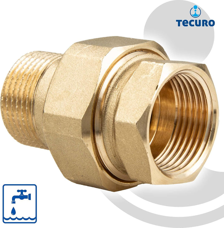 tecuro Verschraubung IG x AG 1 1/4 (5/4) Zoll, konisch dichtend - MS-blank CW617N 1 1/4 Zoll, 1 1/4