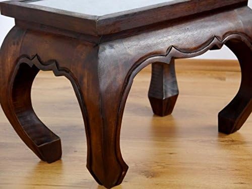 livasia Opiumtisch mit Schnitzerei, Couchtisch, Beistelltisch, Sofatisch, nachhaltig und handgeferti