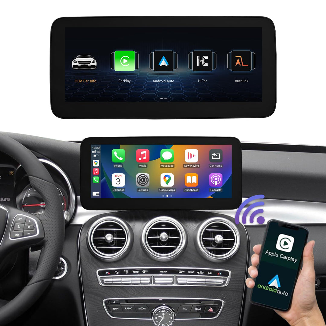 Road Top 10,25 Zoll Autoradio Drahtloses CarPlay Android Auto Touchscreen für Mercedes Benz C GLC V