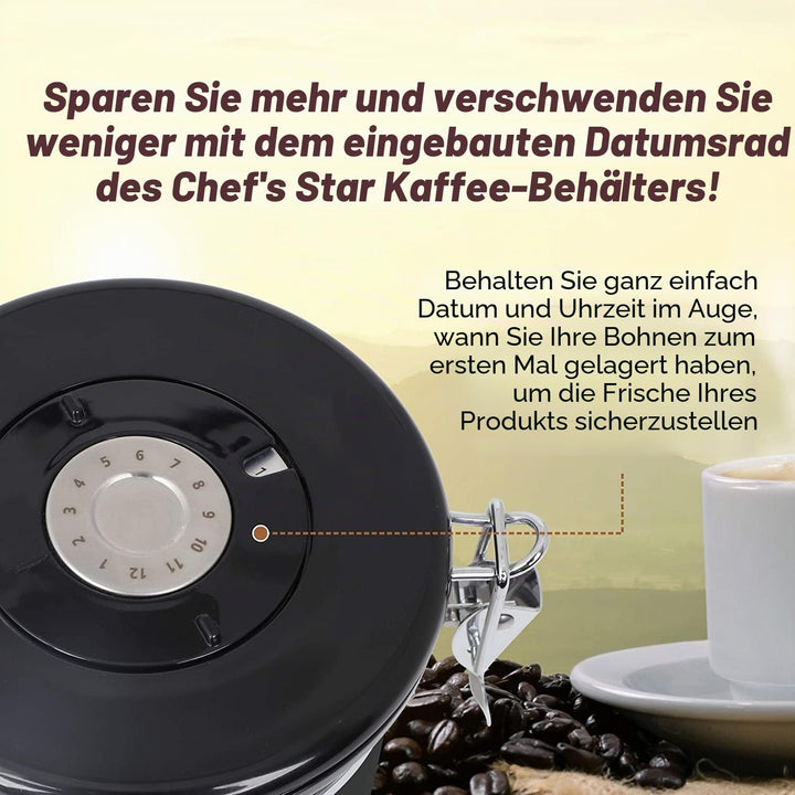 Dreamhigh® Kaffeedose Luftdicht 1kg Bohnen - Kaffeebehälter aus Edelstahl mit Messlöffel-2800 ml