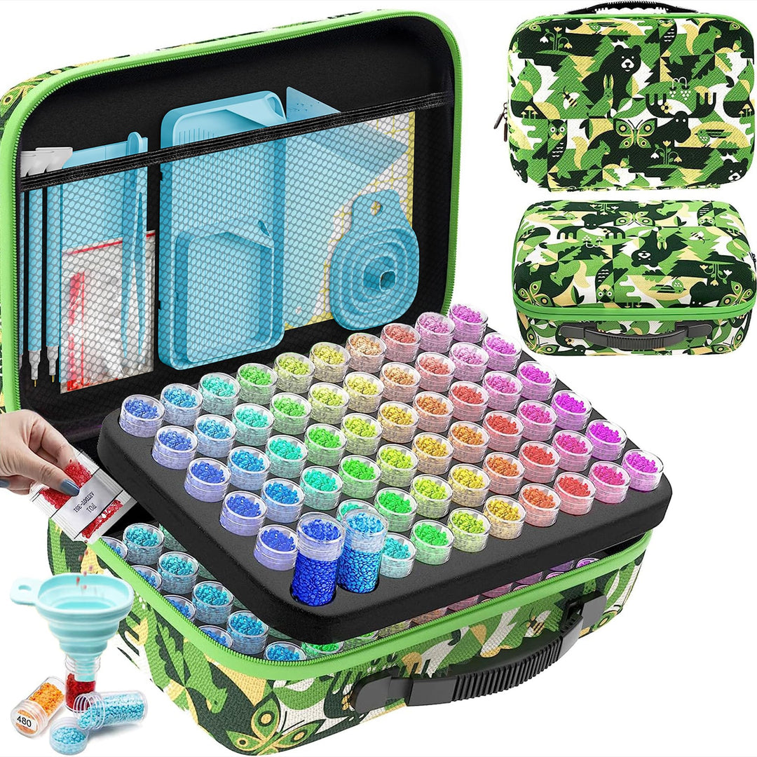ARTDOT 5D Diamond Painting Zubehör Boxen, 120 Stück Diamant Painting Aufbewahrungsbox mit Koffer Tri