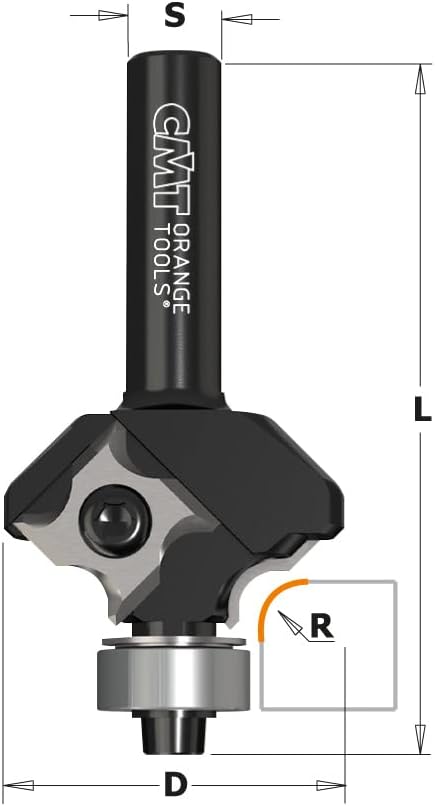 CMT 661.020.41 - Fresa de radio concavo con cuchillas REVERSIBLE Z2 S=8 D=27 L=57.5 R=2 DX