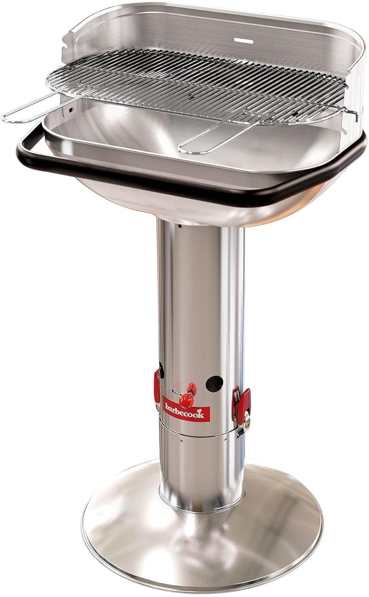 Barbecook Loewy 55 Holzkohlegrill BBQ mit Windschutz aus edelstahl, Grillen für 10 Personen, 60x35x1