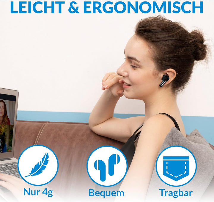 KLIM Pods V2 - NEU 2024 - Bluetooth 5.3 Kopfhörer in Ear - Hohe Klangqualität - ANC - Hervorragende