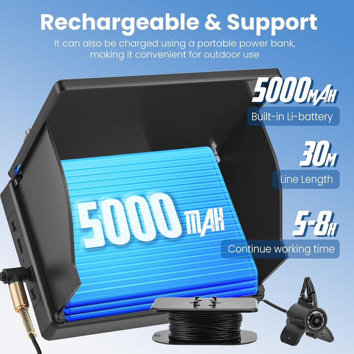 Unterwasserkamera für Angeln, Fishfinder mit 4,3" IPS-Bildschirm &amp; 30m Kabel, Nachtsicht-Infrarot, W