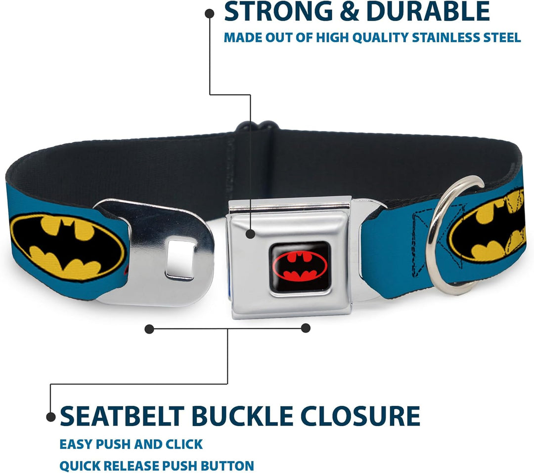 Buckle-Down BMC Batman schwarz/gelb Hund Halsband L - Fits 15-26" - 1.0" Wide, L - Fits 15-26" - 1.0