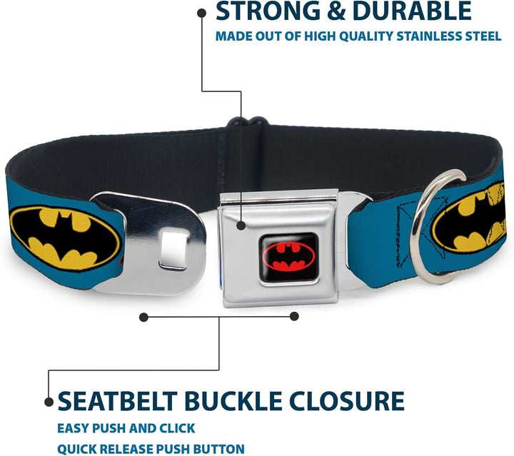 Buckle-Down BMC Batman schwarz/gelb Hund Halsband L - Fits 15-26" - 1.0" Wide, L - Fits 15-26" - 1.0