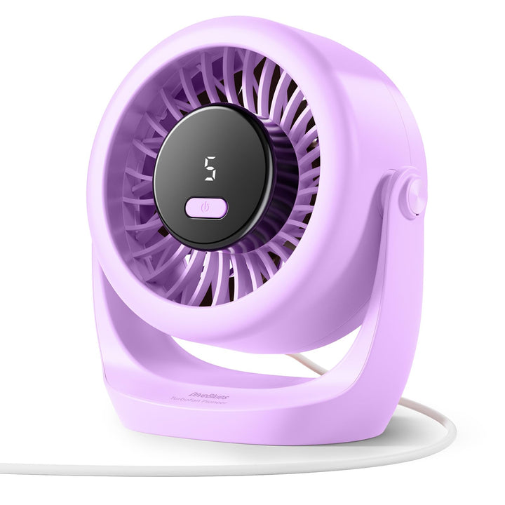 Diveblues USB Turbo Tischventilator, Ultra-Leiser Mini Ventilator, Leistungsstarker Wind, LED-Displa