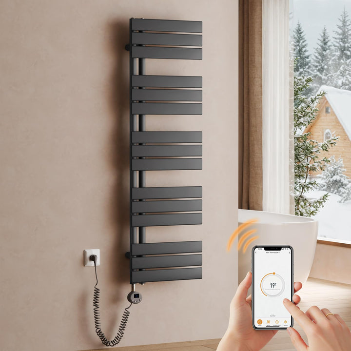 S'AFIELINA Handtuchheizkörper Elektrisch 1320×400mm, Badheizkörper Elektrisch mit Thermostat, WiFi,