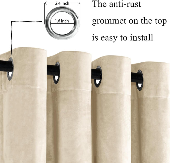 JIUZHEN Verdunklungsvorhang aus Samt,2er Set weiche blickdichte Gardinen mit Ösen für Schlafzimmer,1