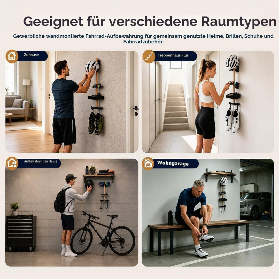 auvstar Fahrradausrüstungs Aufbewahrungsregal,Wandmontierter Helm und Fahrradausrüstung,Aus Massivho