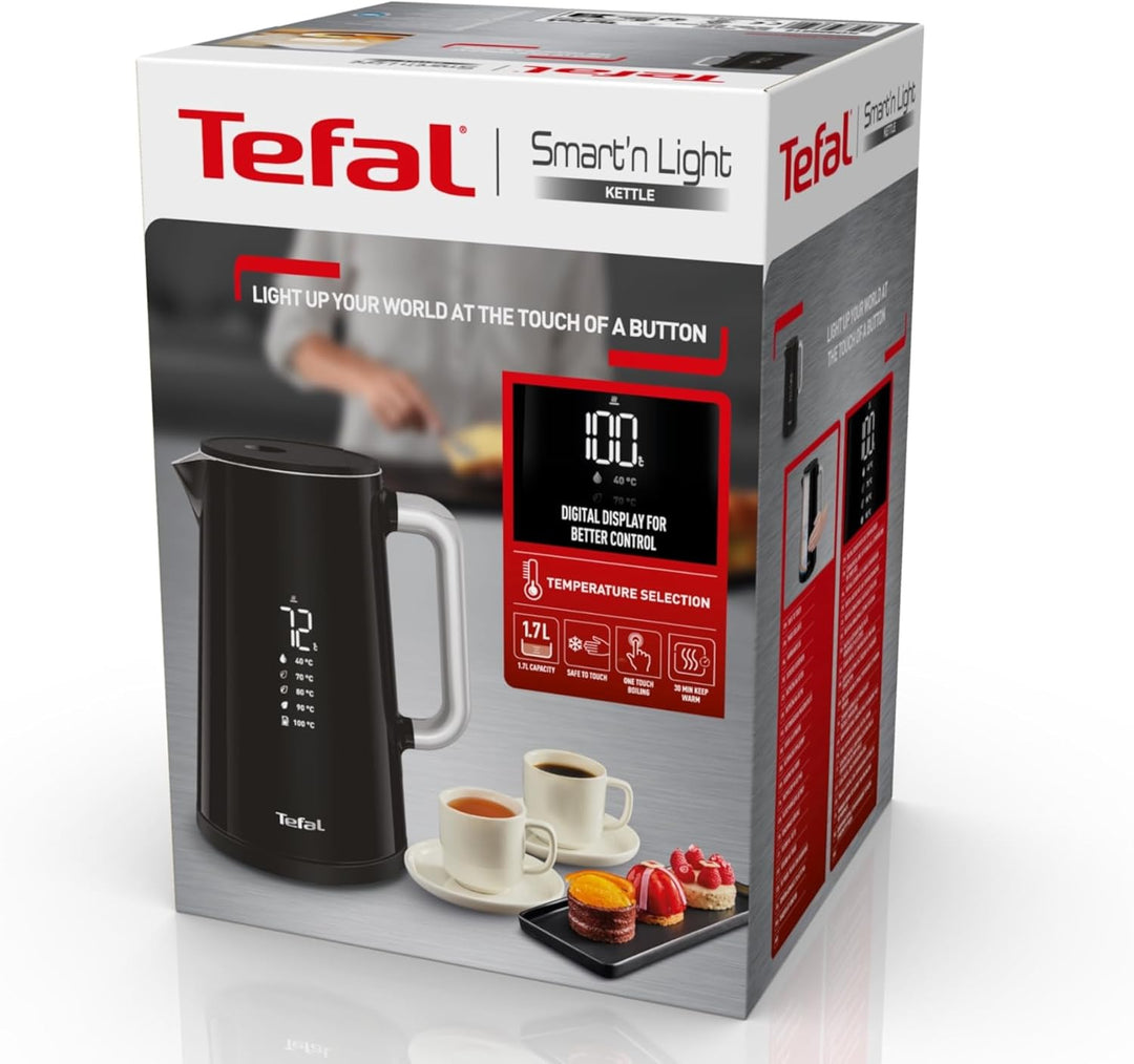 Tefal KO8508 Smart'n Light Elektrischer Wasserkocher | Temperatureinstellung | Tee | Digitalanzeige