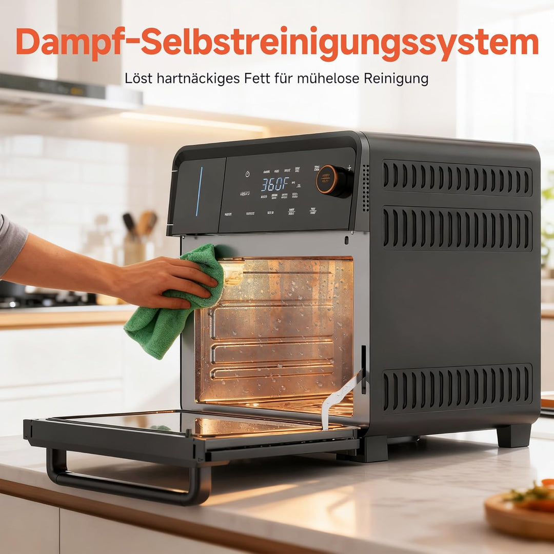 OUNIN 18L Multifunktionsbackofen, 11-in-1 Dampfbackofen und Heissluftfritteuse, Zweigaren, 360° Umlu