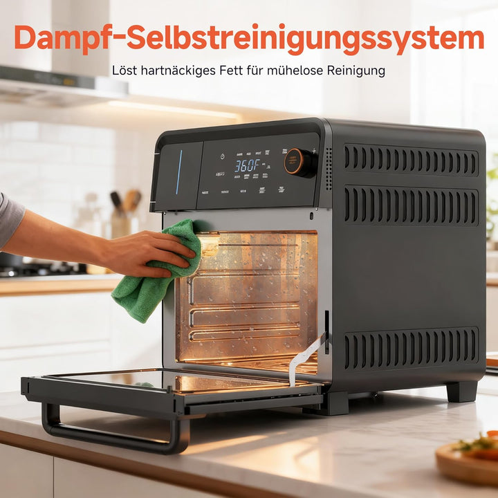 OUNIN 18L Multifunktionsbackofen, 11-in-1 Dampfbackofen und Heissluftfritteuse, Zweigaren, 360° Umlu