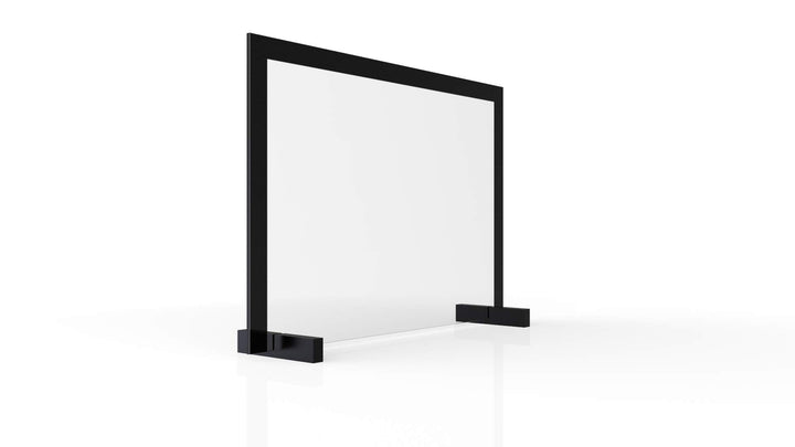 ALLboards Spuckschutz 90x60cm Schwarzer Rahmen, gehärtetes Glas 4mm, Antibakteriell & Virenschutz, H