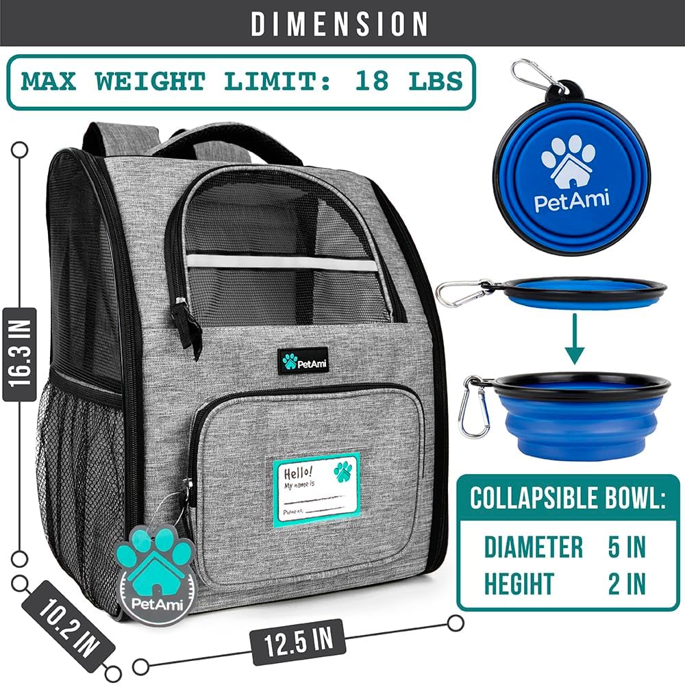 PetAmi Hunderucksack für kleine und grosse Katzen, Haustiere, Welpen, belüfteter Haustier-Wanderruck
