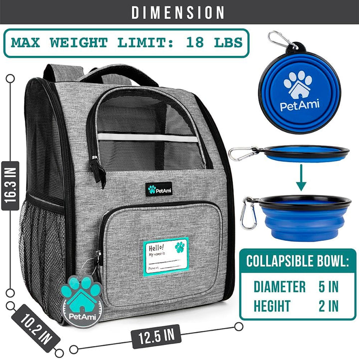 PetAmi Hunderucksack für kleine und grosse Katzen, Haustiere, Welpen, belüfteter Haustier-Wanderruck