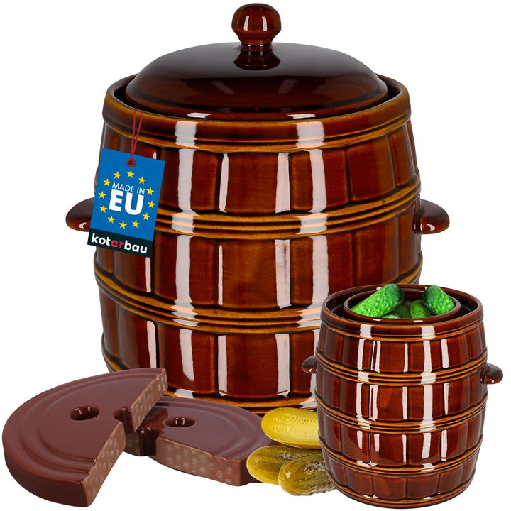 KOTARBAU® Gärtopf 16 L Steinguttopf mit Deckel und Beschwerungsstein Hermetisch Sauerkrauttopf Gurke