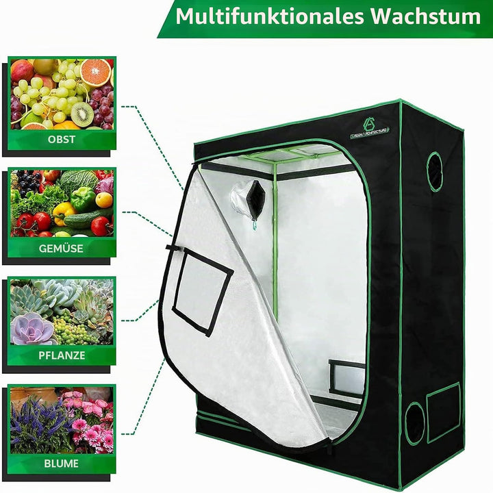 GA 60x60x120 cm Wachstumszelt Reflektierendes Mylar Hydroponic-Wachstumszelt mit Beobachtungsfenster