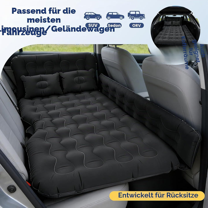 Luftmatratze für Auto, Aufblasbares Bett für Rücksitz, Luftmatratze SUV mit Luftpumpe und Kissen für