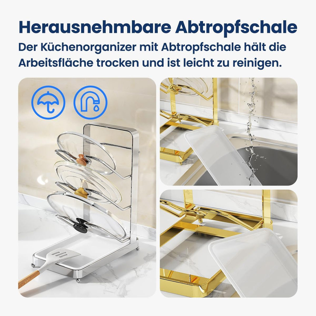 Deckelhalter, Küchen Organizer, Vertikaler Topfdeckelhalter, Deckel Organizer Küche mit 3 Ebenen, pl