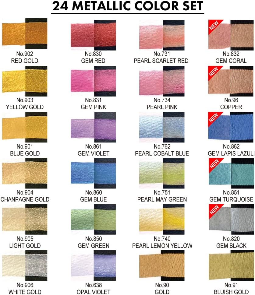 Kuretake Gansai Tambi Aquarell-Set (Metallic 24 Farben Set), MC20/24V/NW2, Metallic 24 Farben Set