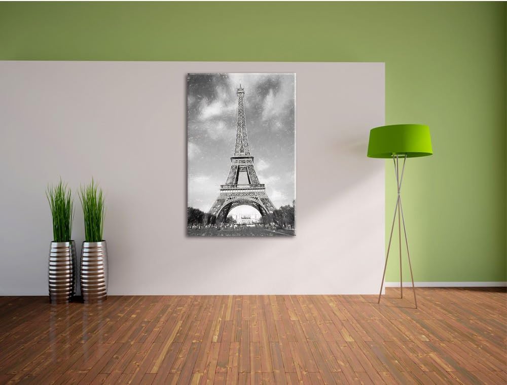 Pixxprint Eifelturm in Paris als Leinwandbild/Grösse: 100x70 cm/Wandbild/Kunstdruck/fertig bespannt,