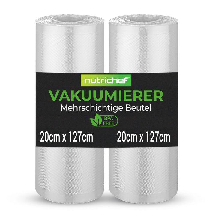 NutriChef (2) Rollen Vakuumversiegelungsbeutel - 8" Breite, 50' Länge pro Rolle - Für NutriChef PKVS