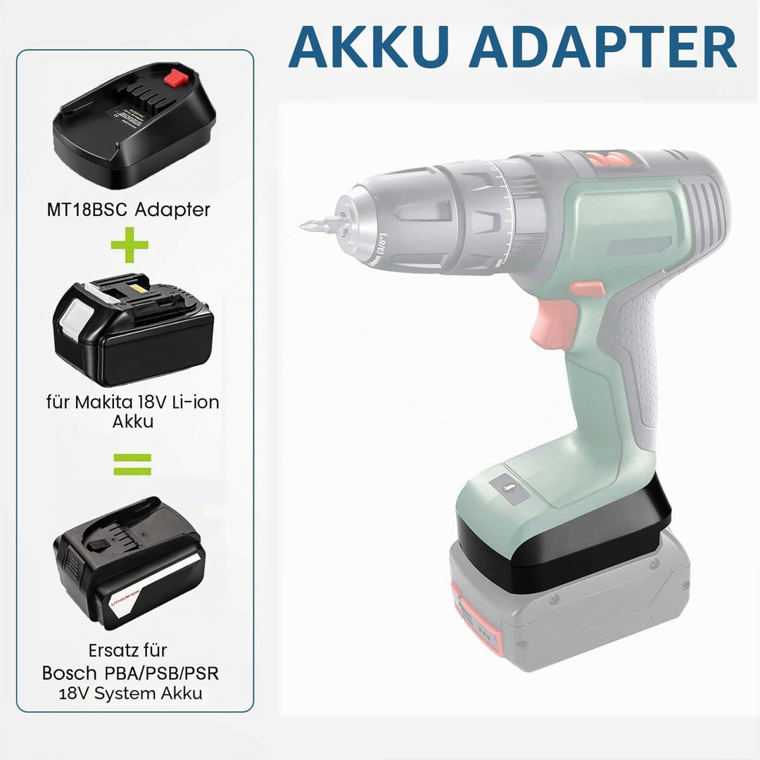 MT18BOSC Akku Adapter für Makita auf für Bosch Haus und Garten Grün Werkzeug, Adapter für Makita 18V