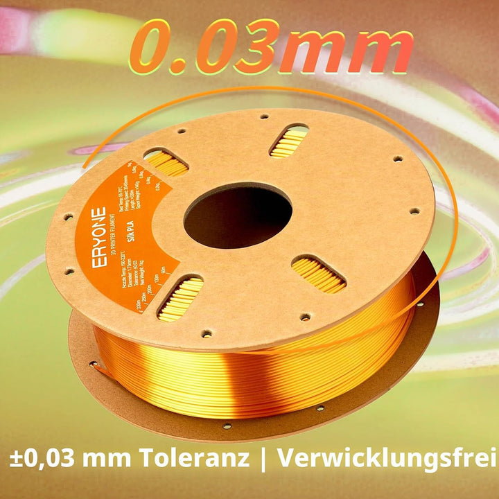 ERYONE Seiden PLA Filament 1.75mm, PLA Seiden Filament für 3D Drucker, 1.75mm +/- 0,03 mm, 1kg /Spul