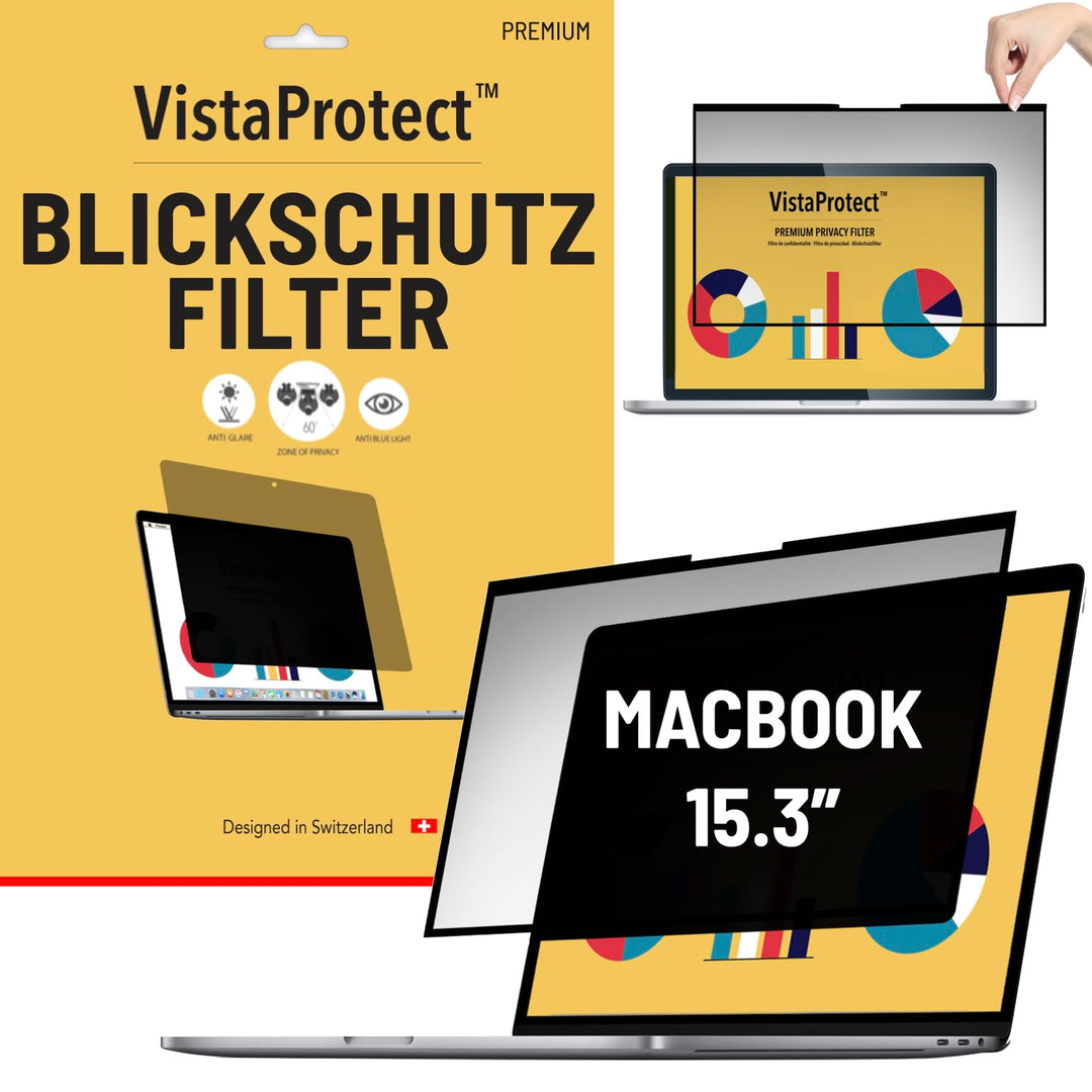 VistaProtect - Premium Blickschutzfilter & Anti-Blaulicht-Filter. Magnetisch Displayschutzfolie für