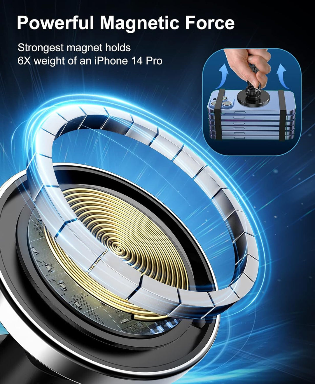 Beeasy 15W MagSafe Autohalterung Ladegerät, Magnet Auto Handyhalterung mit Ladefunktion, Kfz Qi Lade
